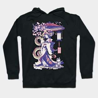 Japanese Girl With Dragon and Cats T-Shirt 07 Hoodie